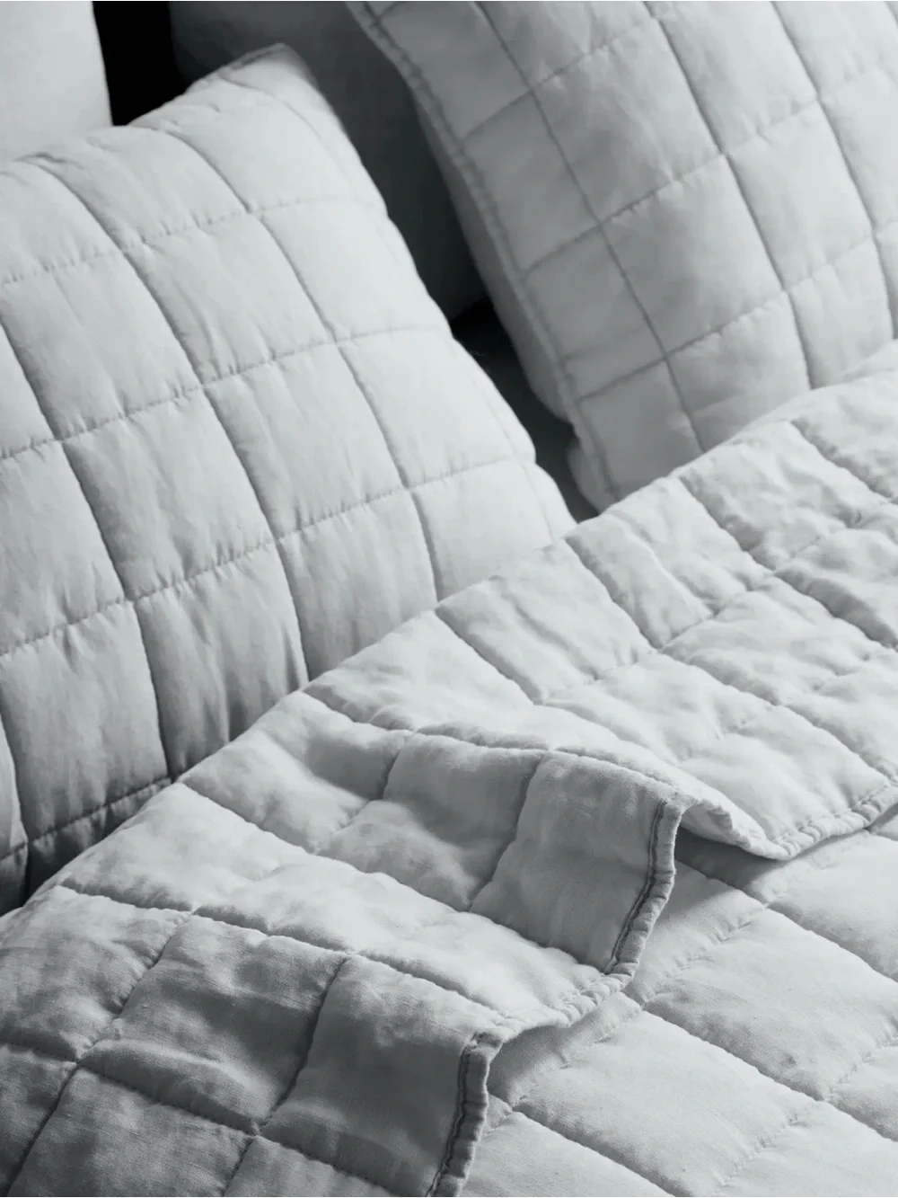 Quince European Linen Box Quilted Sham Set in Mist Standard